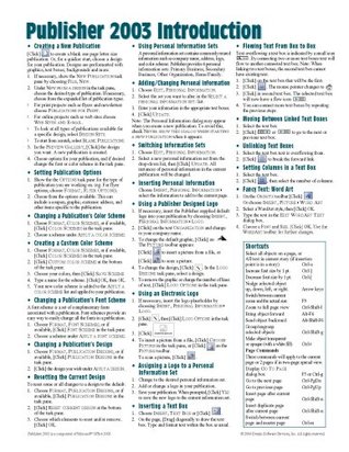 Read online Microsoft Publisher 2003 Quick Reference Guide: Introduction (Cheat Sheet of Instructions, Tips & Shortcuts - Laminated Card) - Beezix Inc. file in PDF